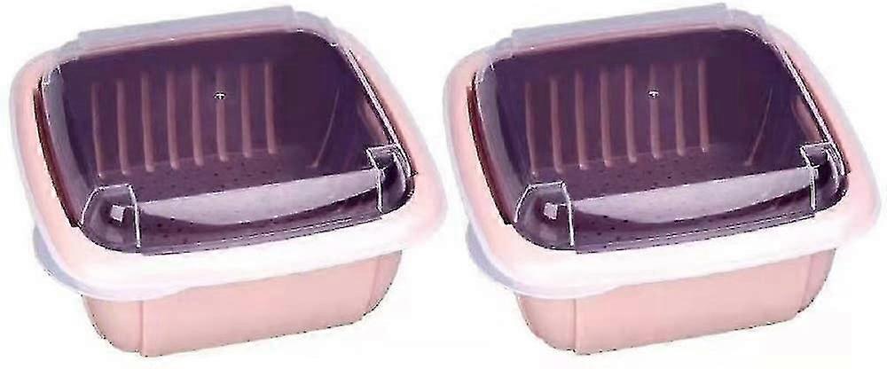 3 In1 Kitchen Colander With Lid- Plastic Double-layer Sets/storage