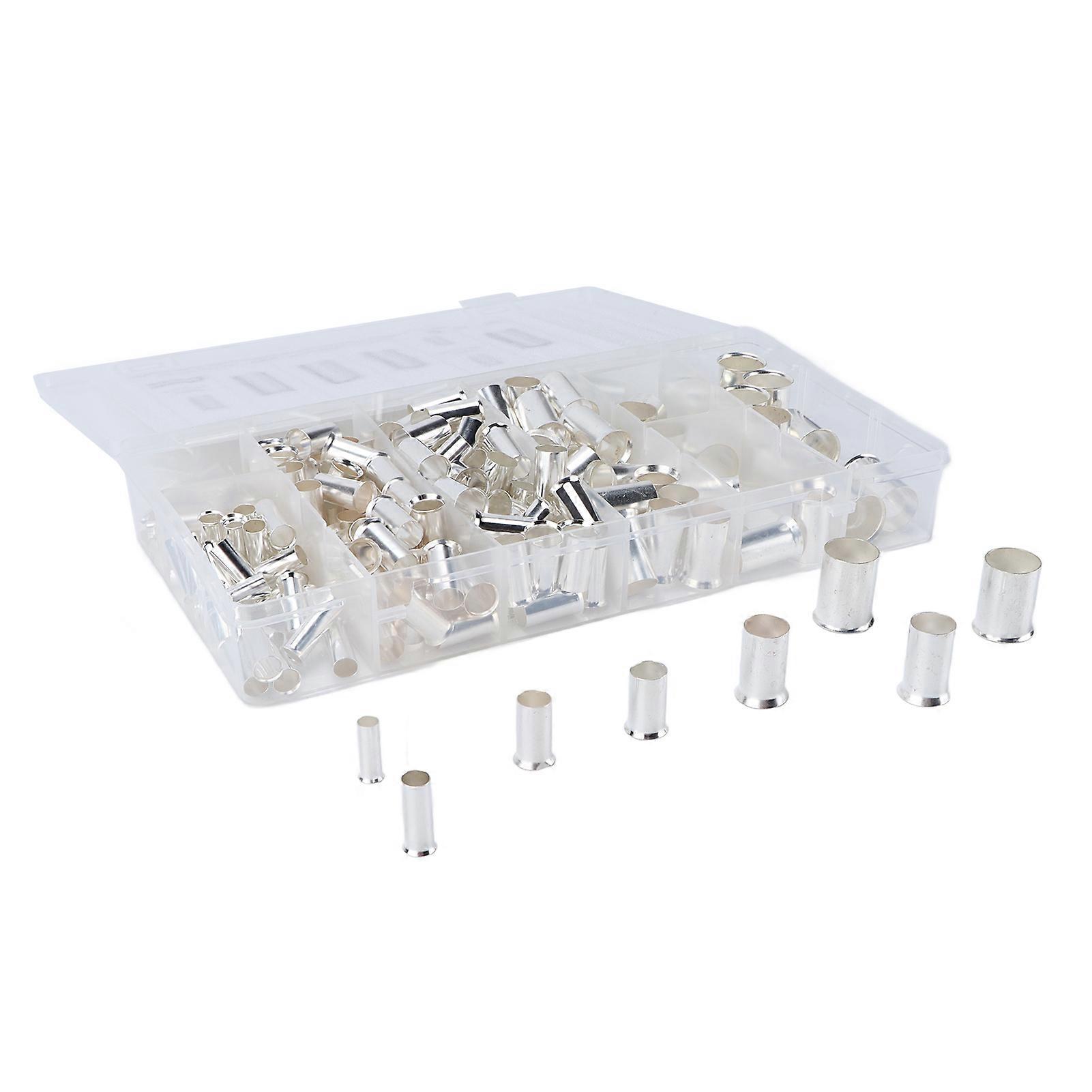 190pcs Wire Ferrules Kit Crimp Connectors Red Copper EN Electrical Cords Ends Terminals 6 Types