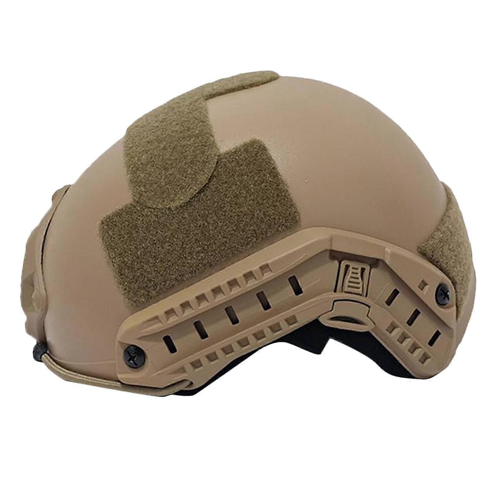 Tactical Protective Helmet Adjustable Straps Side Rails Khaki_No Holes