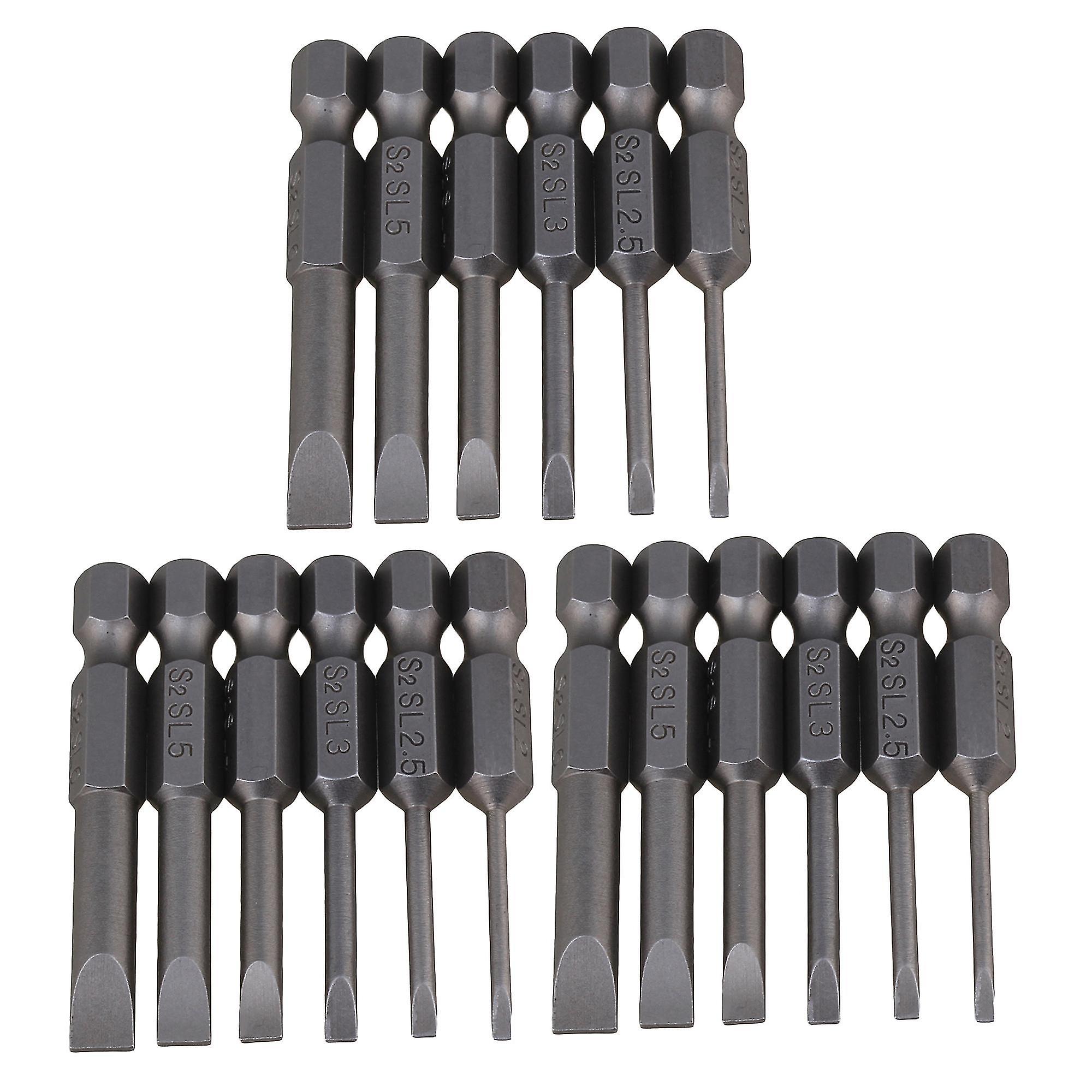 Drill Screwdriver Bits 18pcs S2 Steel Flat Head Screwdriver Bits