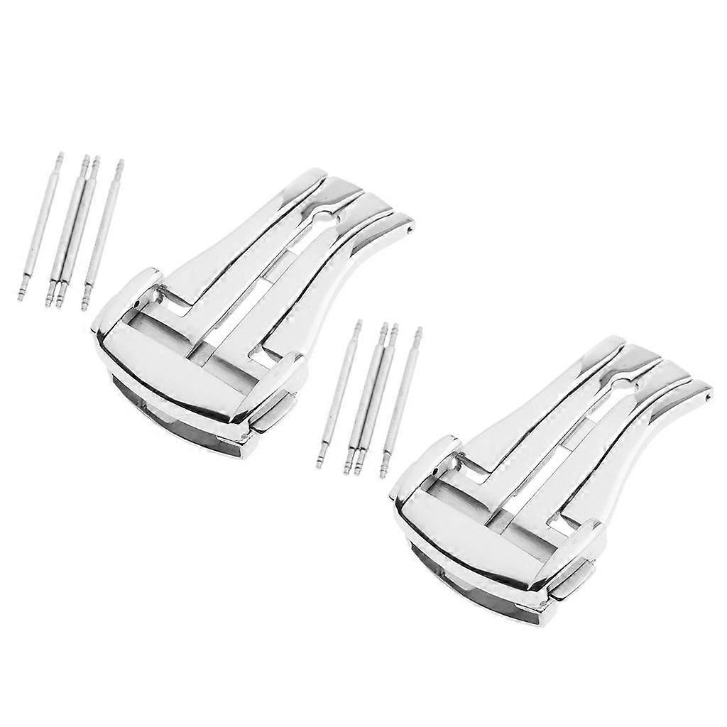 2 Stainless Steel Butterfly Push Button Deployment  Buckle Clasps