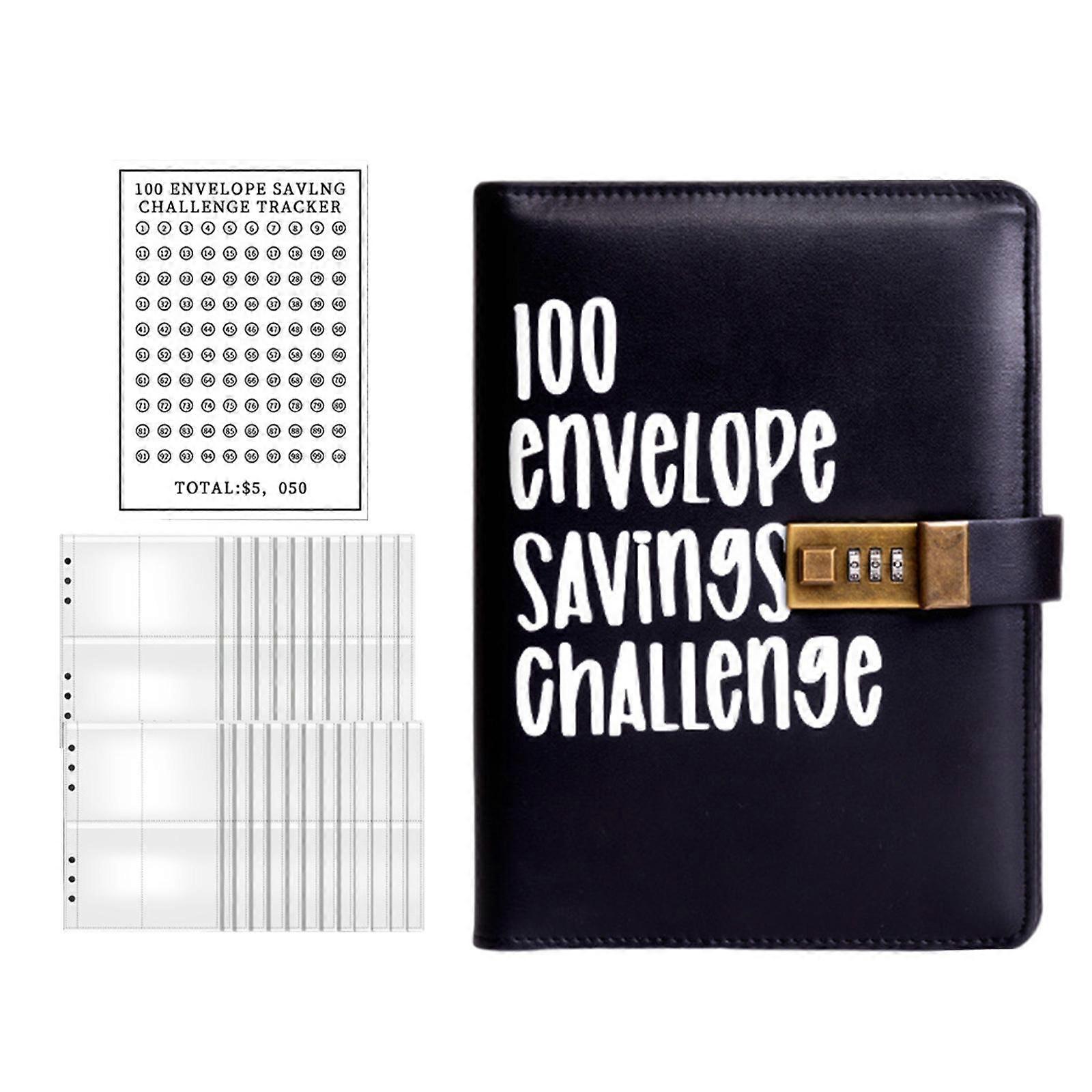 Envelope Challenge Binder Budget Book for Budgeting Challenging Saving Money Black