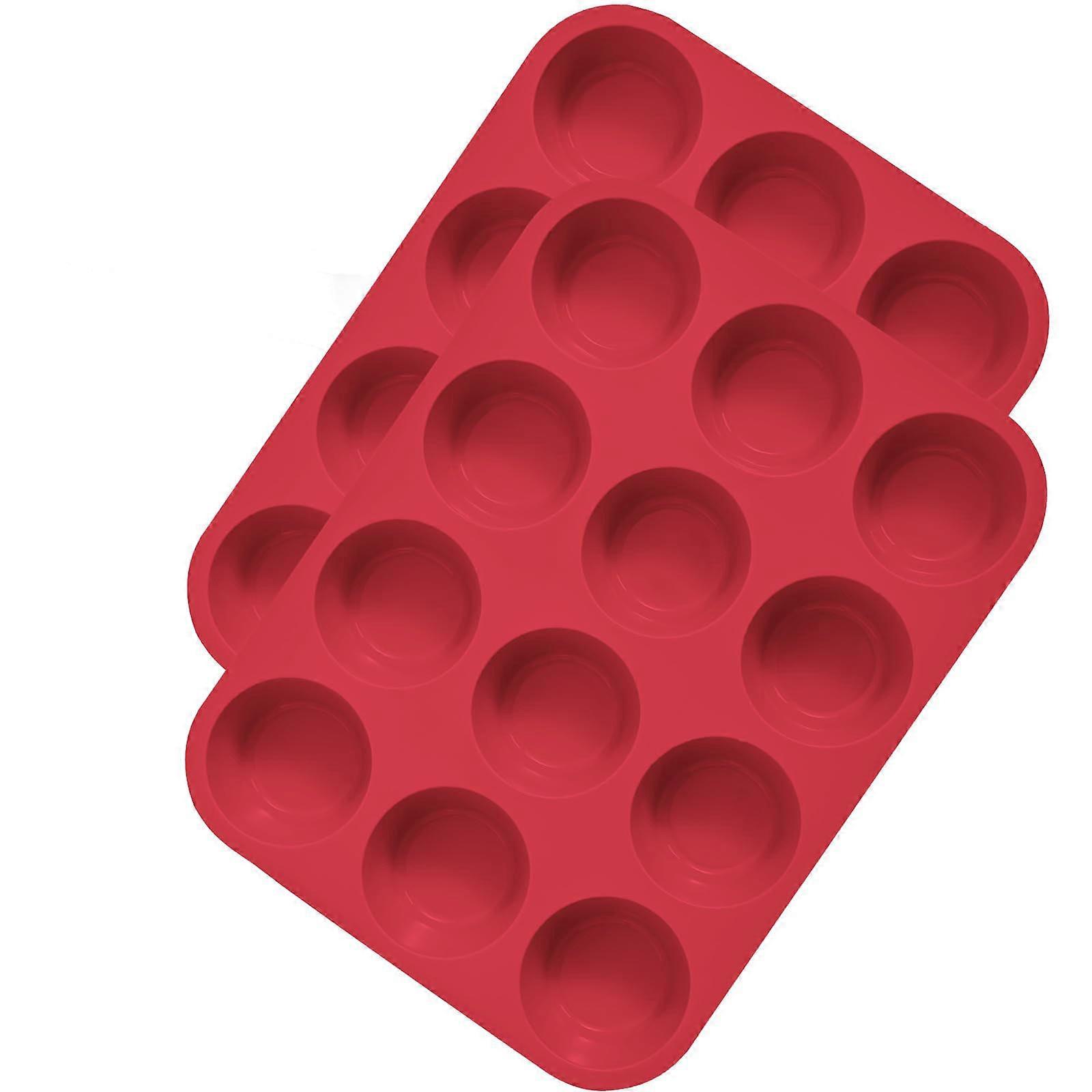 2pcs12 round muffin cups--red