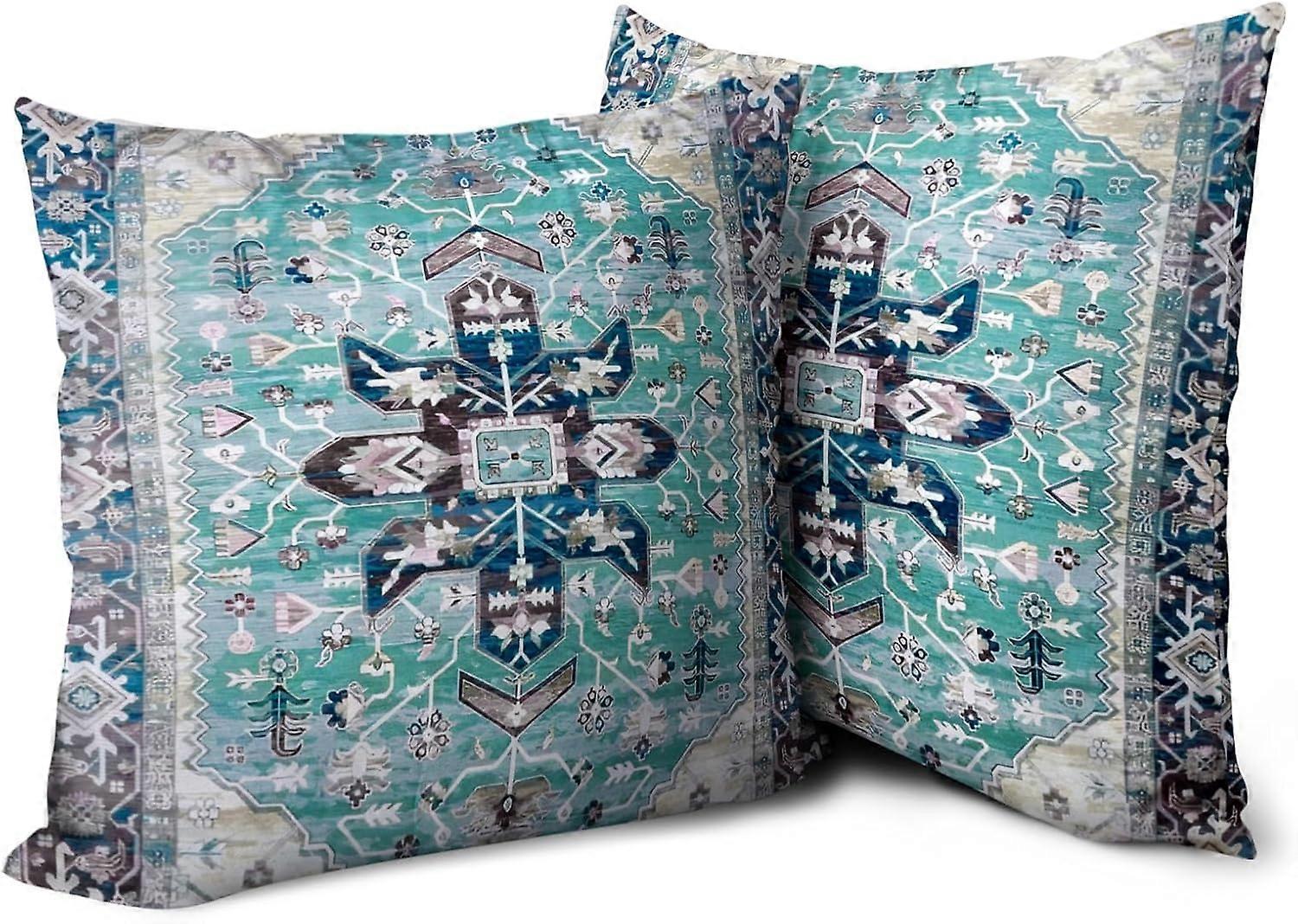 Boho Throw Pillow Covers 16x16 inch Set of 2 Monaco Rug Carpet Double Sided Pattern Cotton Soft Pillow Case Cushion Cover Bohemian Pillowcase for Couc