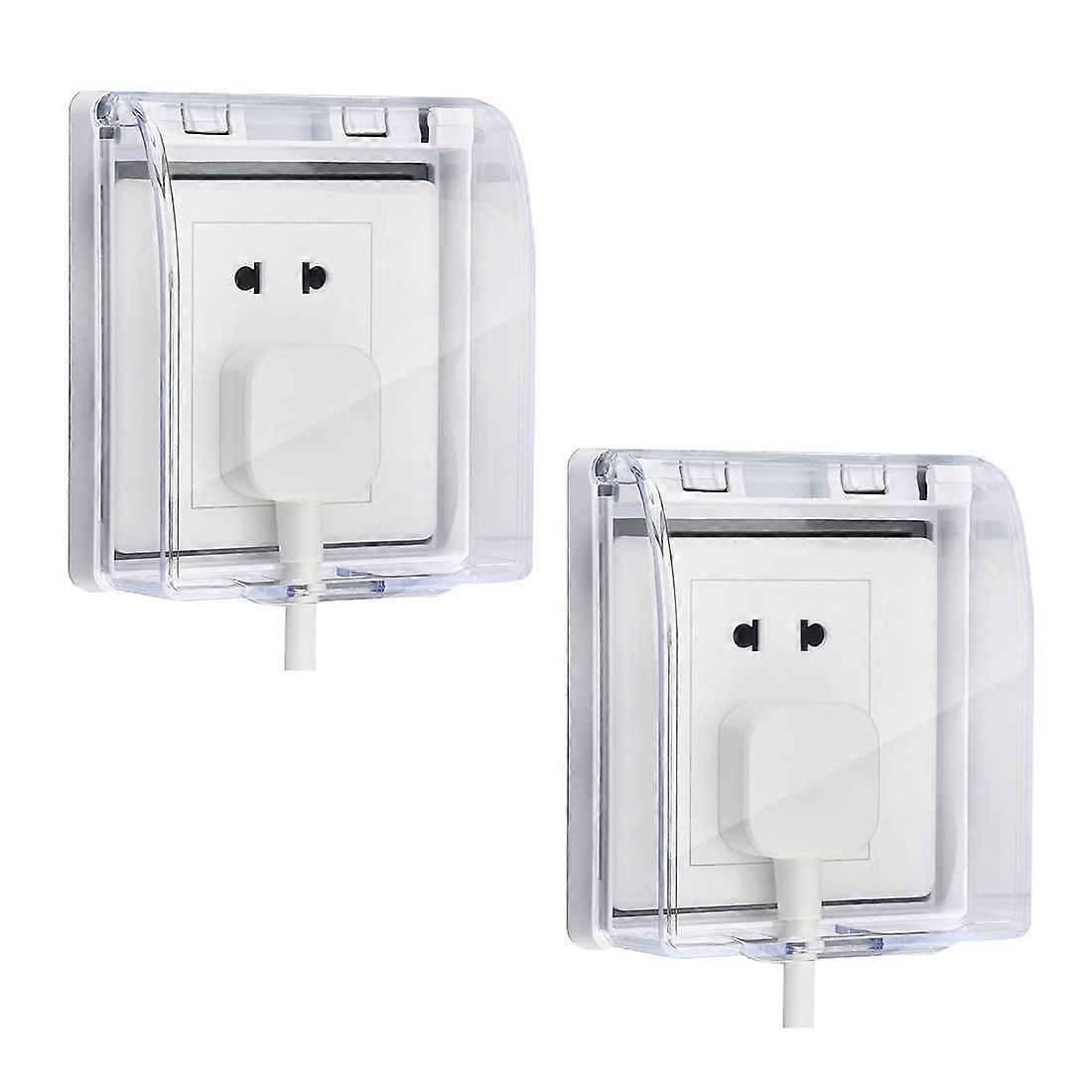 2PCS Universal Waterproof Box for Socket, 86 Type Wall Switch Socket Front Panel Box, Plastic Waterproof Cover Box (Transparent)