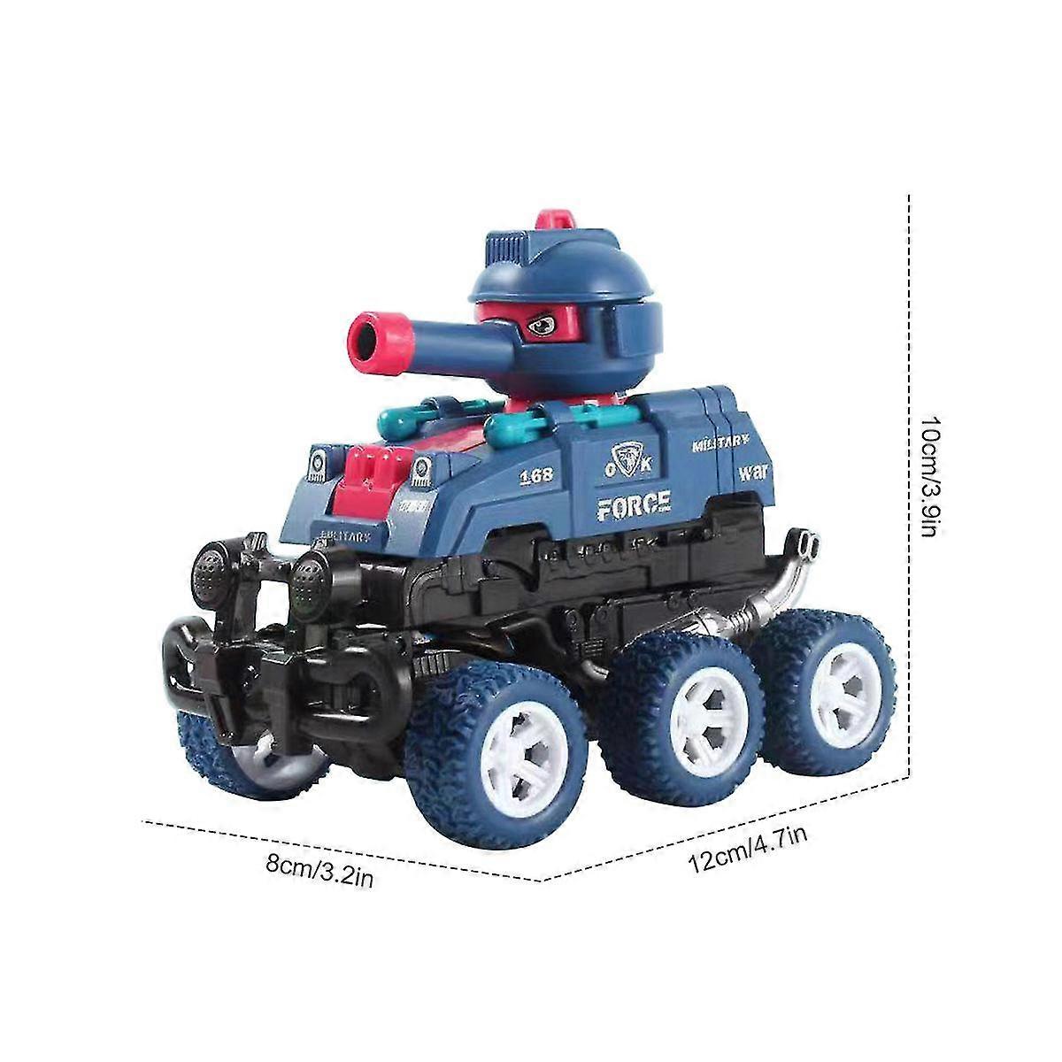 2-in-1 Deformation Launched Tank Car Toy With 180 rotating Turret Inertial Off-road Vehicle Collision Deformation Catapult Toys Gift