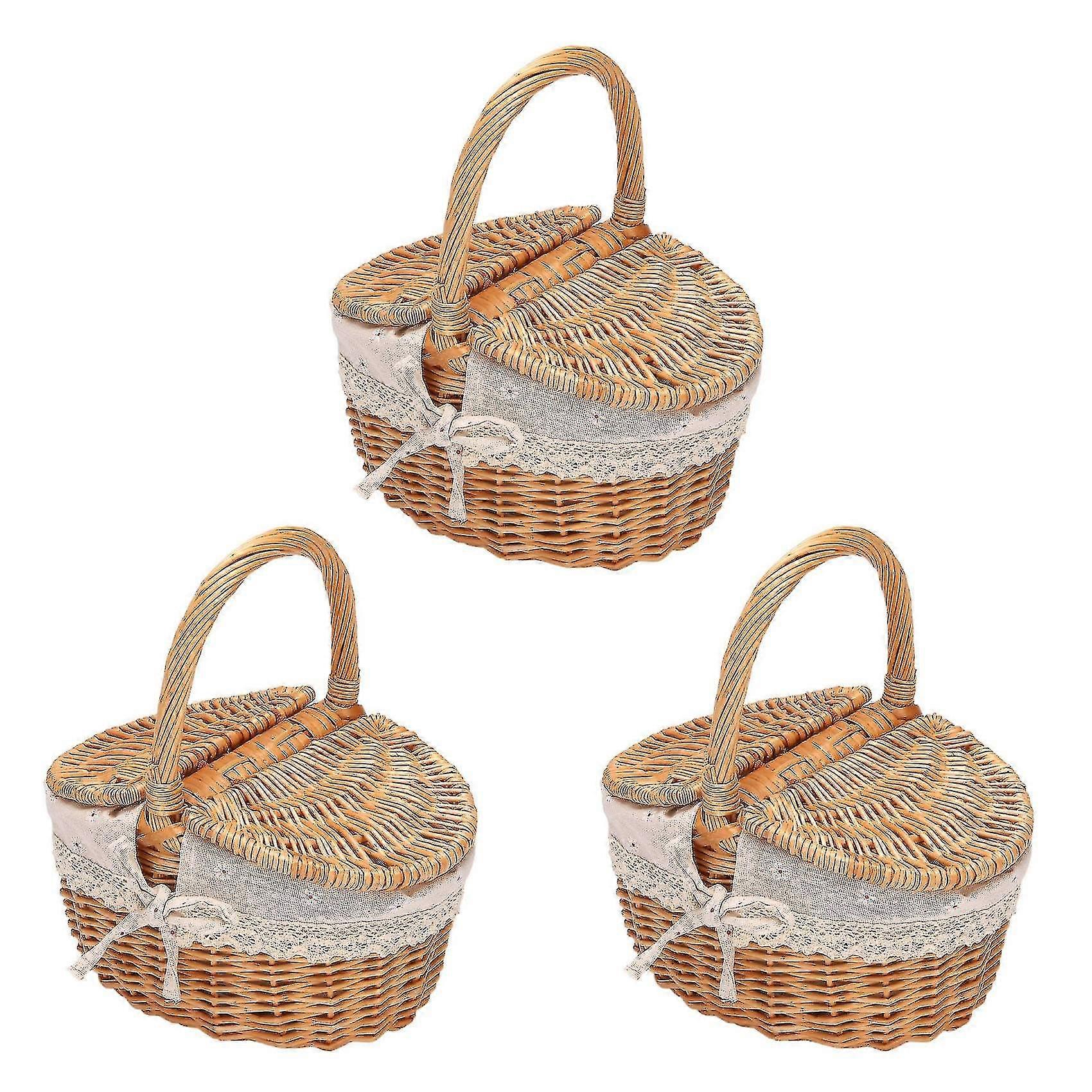 Handmade Wicker Basket With Handle Wicker Camping Picnic Basket