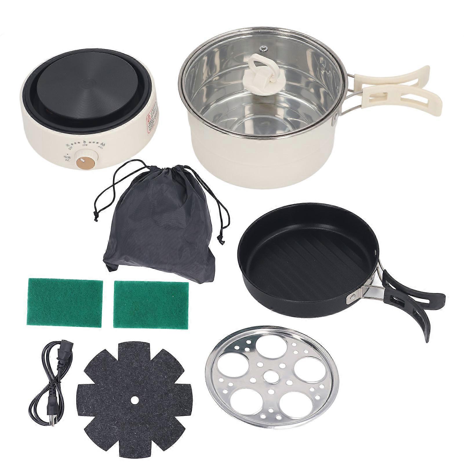 500W 1.6L Portable Electric Cooker with Foldable Handle Hot Pot for Camp Dorm Detachable Multi Function Ramen Cooker(YMCAT)