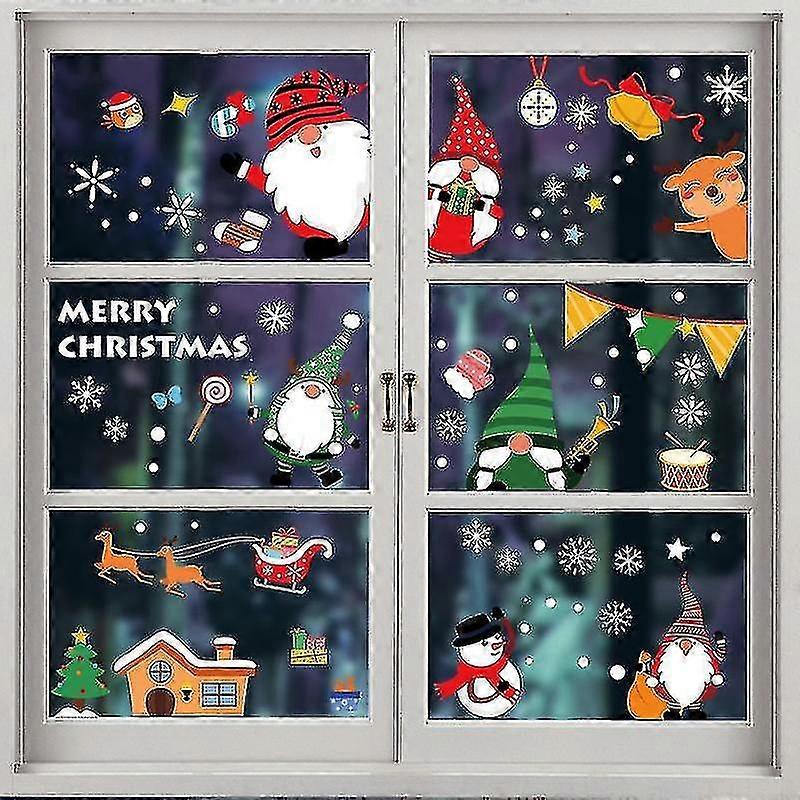 Christmas Window Stickers Set Snowflake Elk Electrostatic Clings Door Window Decoration
