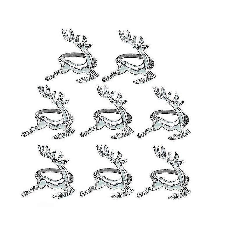 8pcsクリスマスナプキンリングトナカイナプキンホルダーサービエットバックルXmas_h