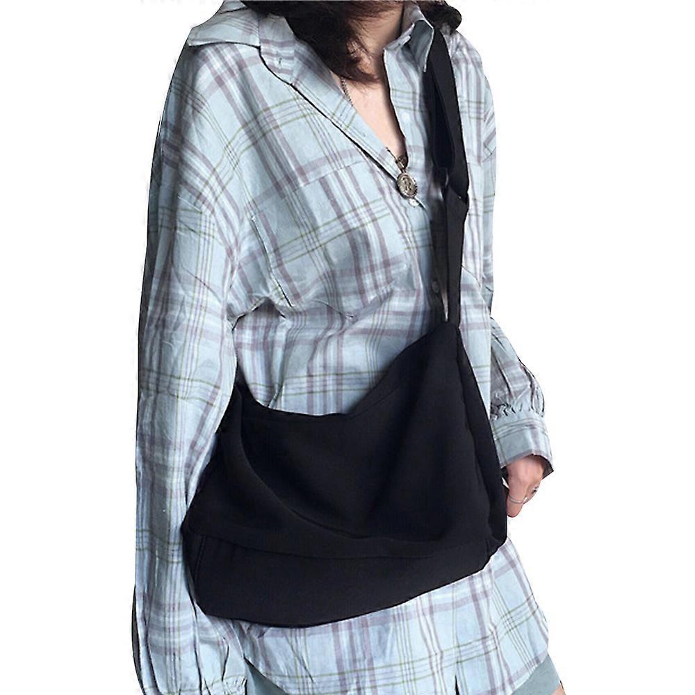 Stylish Large Capacity Canvas Shoulder Bag - Simple Solid Color Design