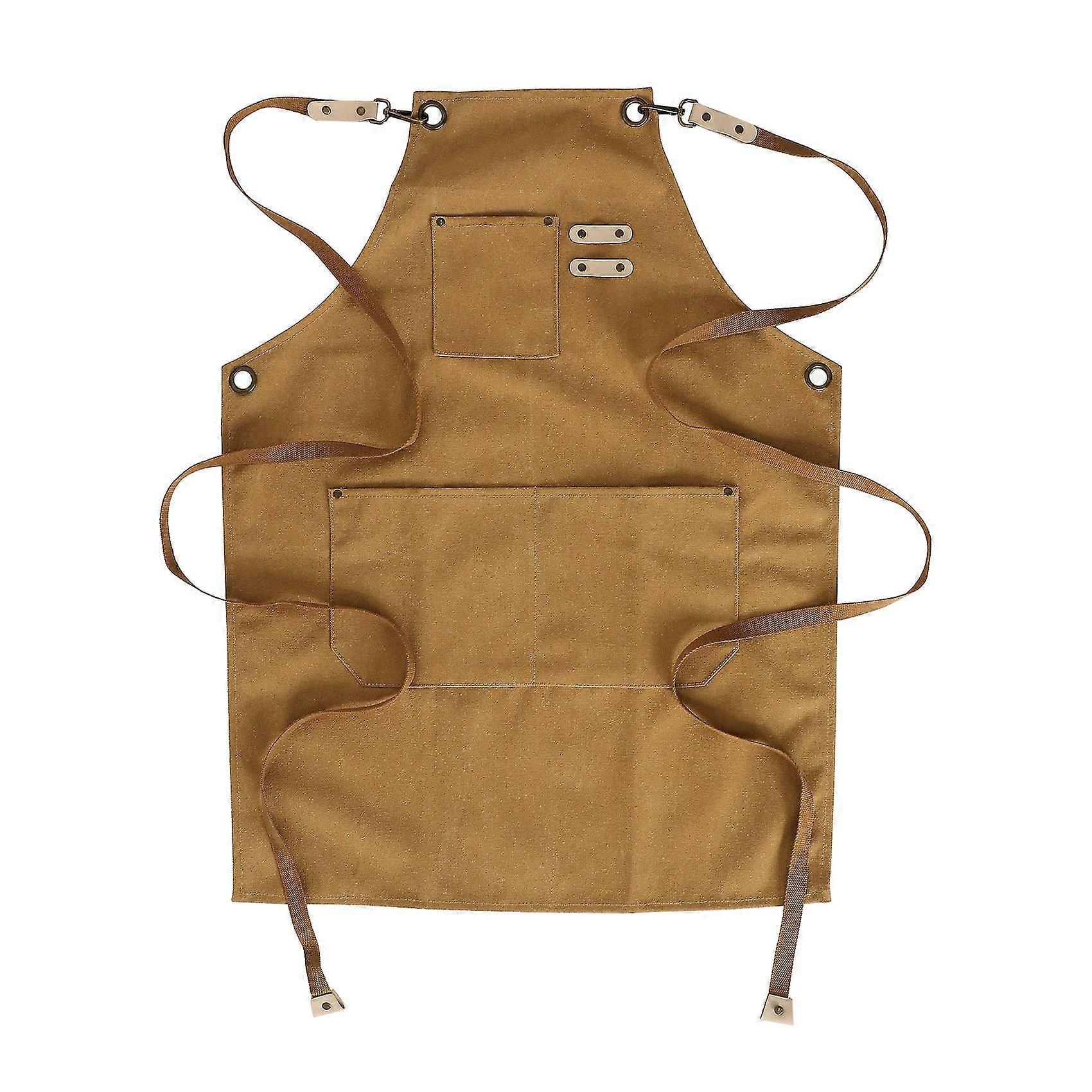 Unisex Canvas Work Apron Carpenter Apron With 3 Tool Pocket For Workshop Kitchen Garden Pottery Cra
