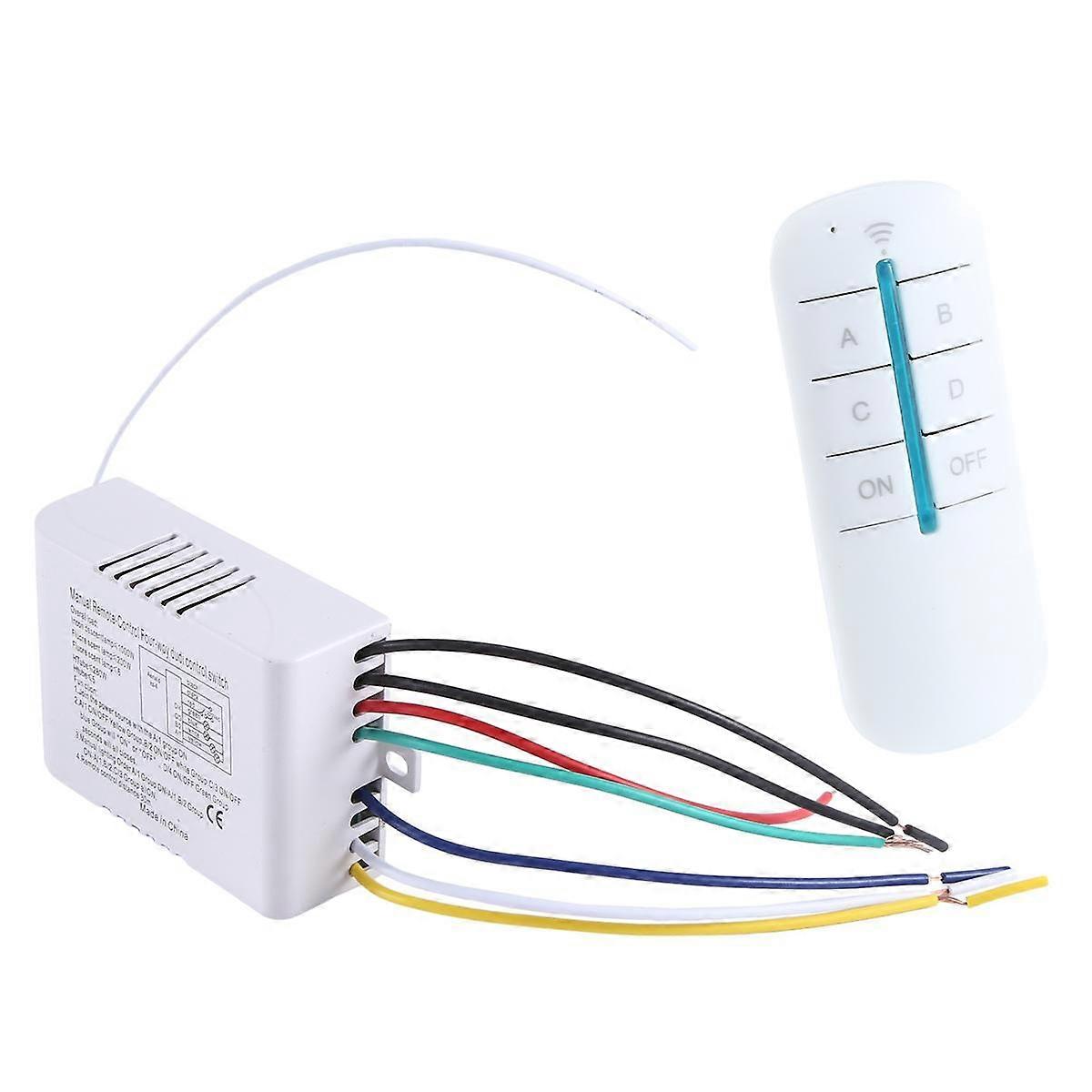 4 Way Light Lamp Digital Wireless Remote Control Switch ON/OFF 220V