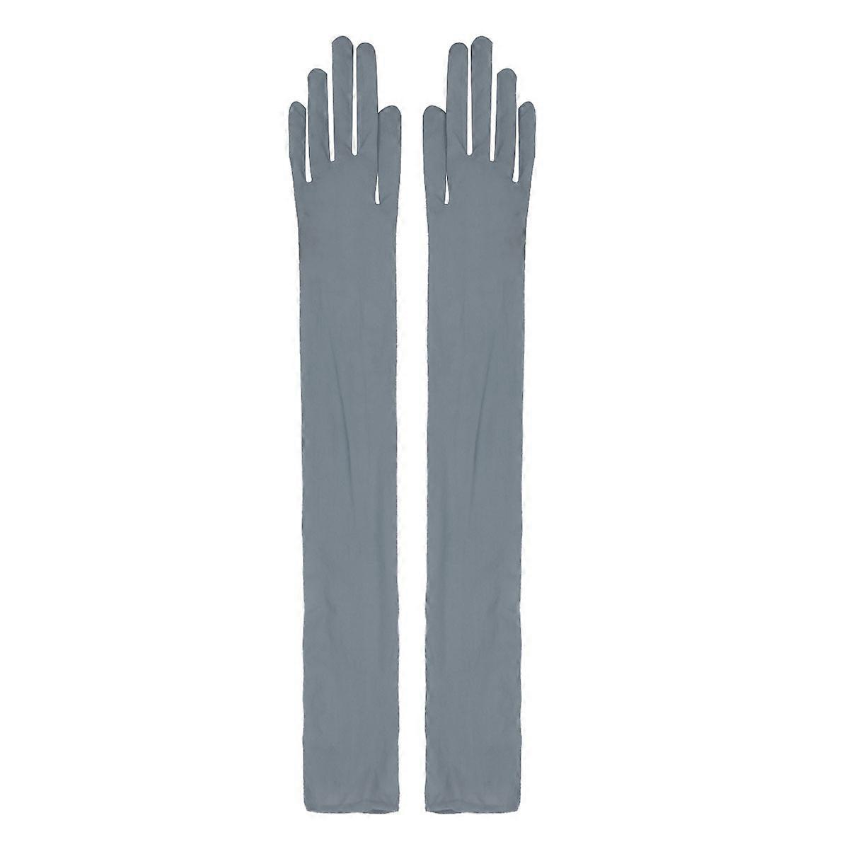 1 paio di donne Mesh Vedere attraverso guanti trasparenti Guanti lunghi a dito pieno elastici Guanti lunghi