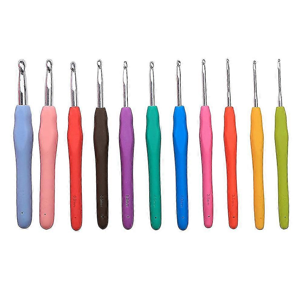 11 Pcs/ Set Crochet Hooks Needle Set Knitting Needles Tools Kit with Soft Handles Home DIY Handmade