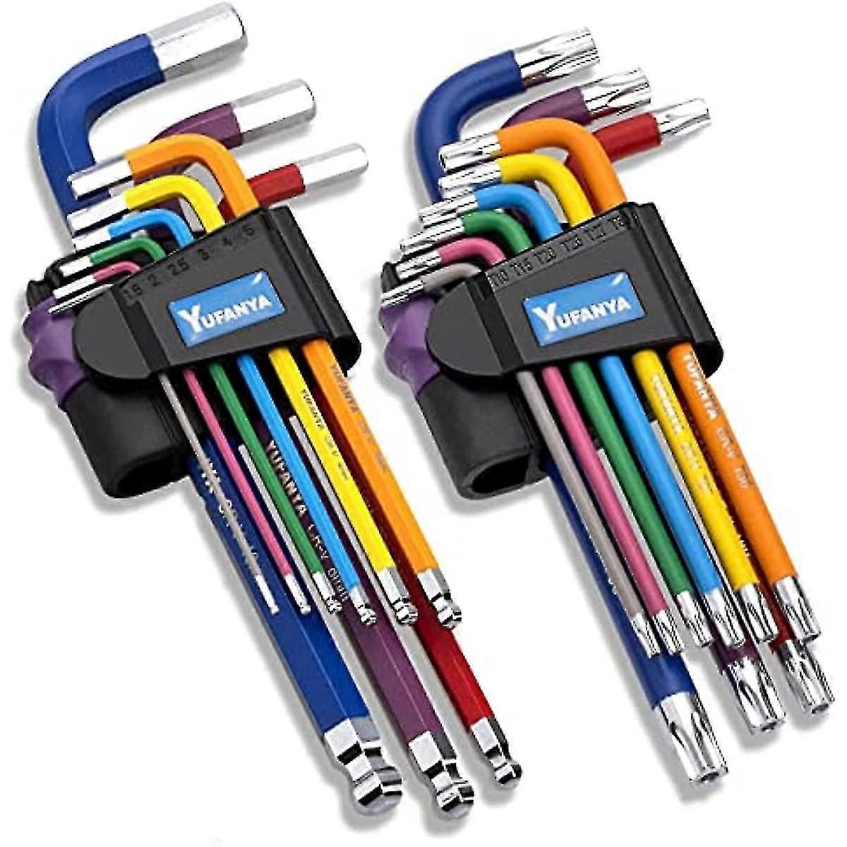 18pcs Allen Key Set Metric Ball End Allen Hex Key Set And Torx Key Set With Ur Sizes T10-t50 15mm-10mm For Furniture Bike