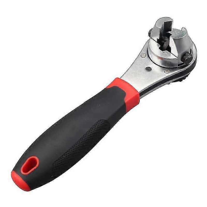 Ratchet Wrench Adjustable 6-22mm Multifunctional Torque Handle Spanner Repair Tools Hardware Tools(1pc, Black Red)