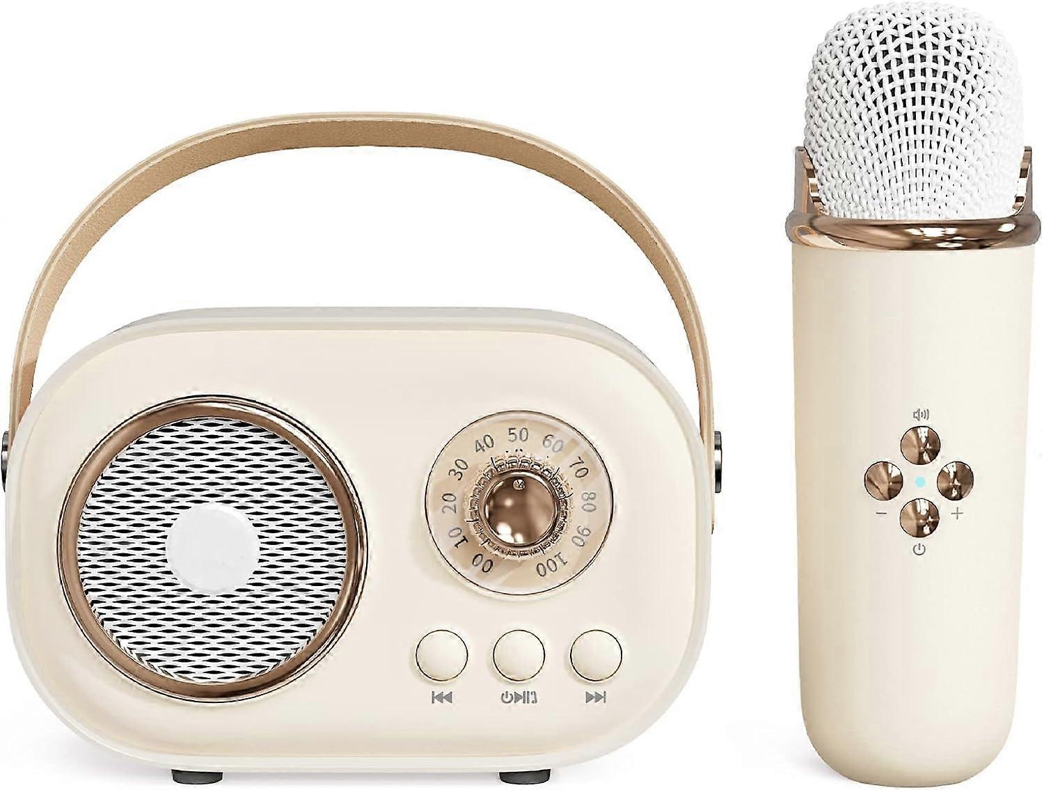 Portable Bluetooth Karaoke Speaker, Retro Bluetooth Speaker Mini Karaoke Machine with 6 sound modes & Microphone for Home Party