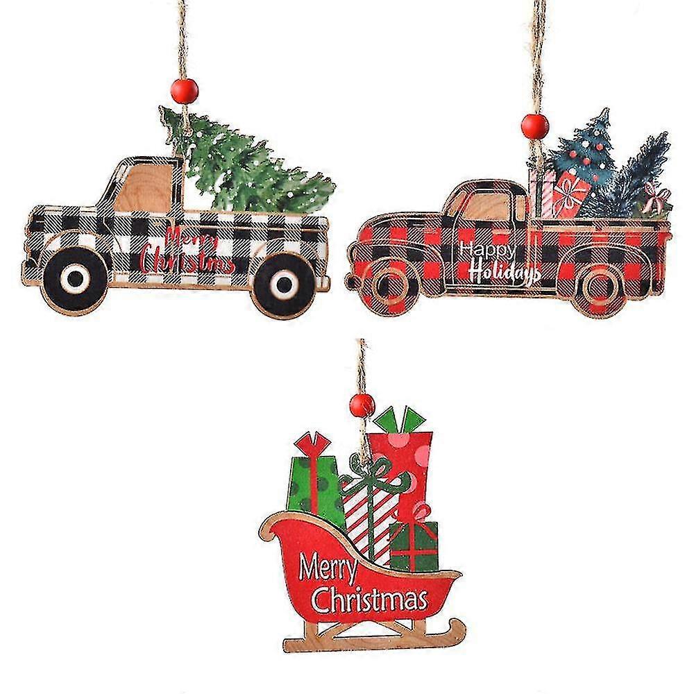 クリスマスツリーの木の車の吊り下げ飾り、漫画のトラックとクリスマスツリーの家の装飾スタイル2 BJT385のための車の形状のペンダント