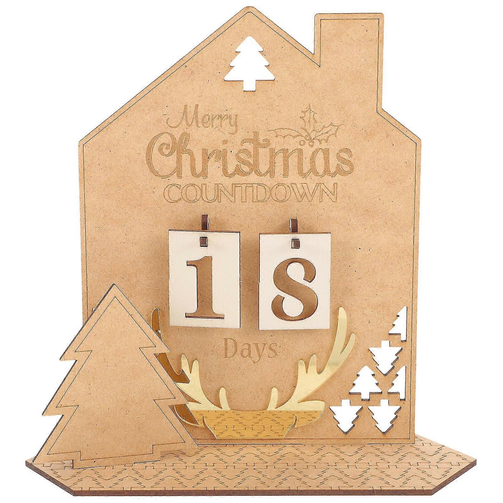 Επιτραπέζιο Ημερολόγιο Advent Ξύλινο Ημερολόγιο Ξύλινο Desktop Xmas Decor Χριστουγεννιάτικη Διακόσμηση