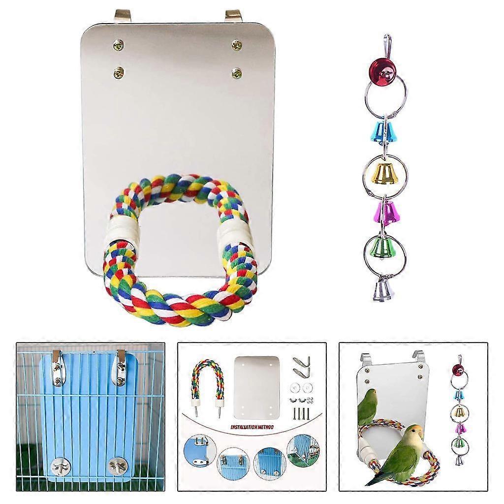 小、中、大型のオウム、インコ、オウム、オカメインコ、コニュア、セキセイインコ、ラブバードペット玩具用品用の止まり木スタンド付きバードミラー