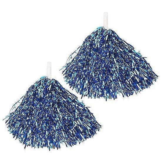 2Pcs Metallic Cheerleader Pompoms with Non-Slip Handle Hand Flowers Pom Poms Sports Events Dancing Atmosphere props