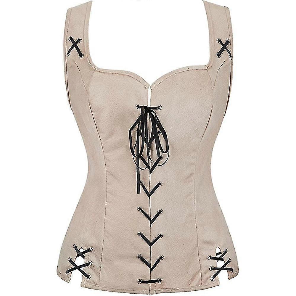 בגדי ריקוד נשים מחוך וינטאג' דמוי זמש שרוכים אפוד מותן רנסנס תחפושות קוספליי