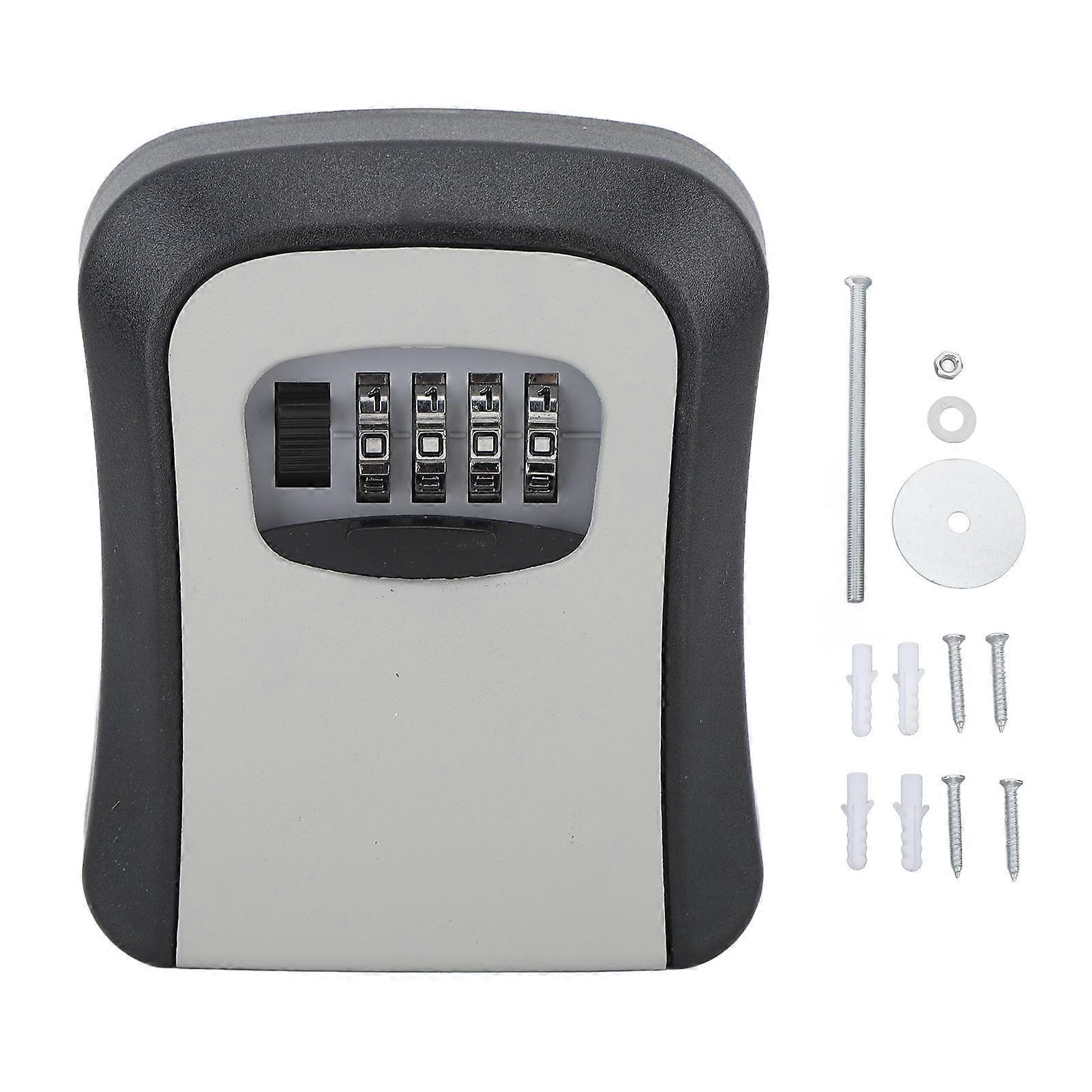 Key Lock Box ABS and Alloy Waterproof 5 Key Capacity Key Safe Lock Box with Sliding Guard for Garage Garden Store Grey Semi Alloy