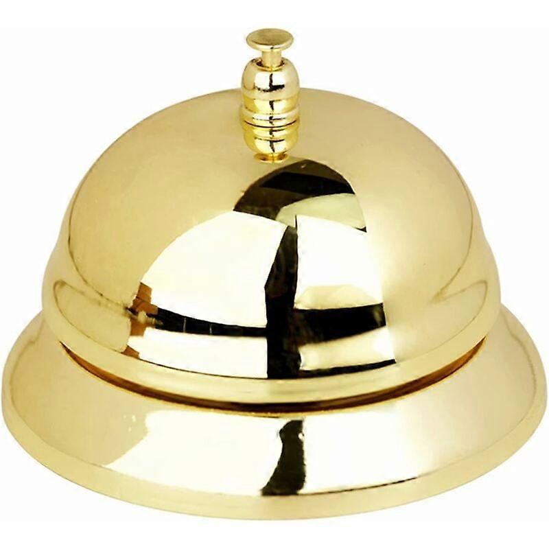Metal Table Bell Table Bell Round Service Bell Counter Bell Call Bell ,8.5cm Diameter,Metal Service Bell for Kitchen,Restaurant,Bar,1 PCS SetGolden, k