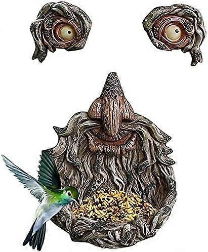Resin Bird Feeder for Tree Face Decor - Fine Workmanship and Natural Colors - Durable Resin Tree Face - Garden Decor