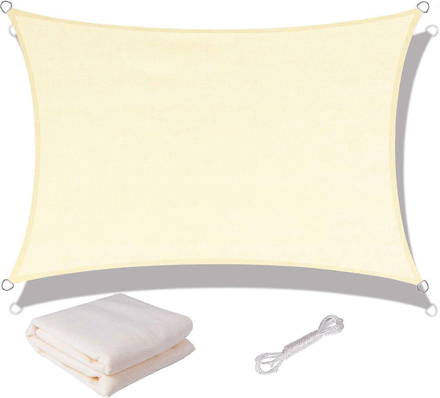 Rectangular shade sail, 2x4m, waterproof and UV resistant, cream-white