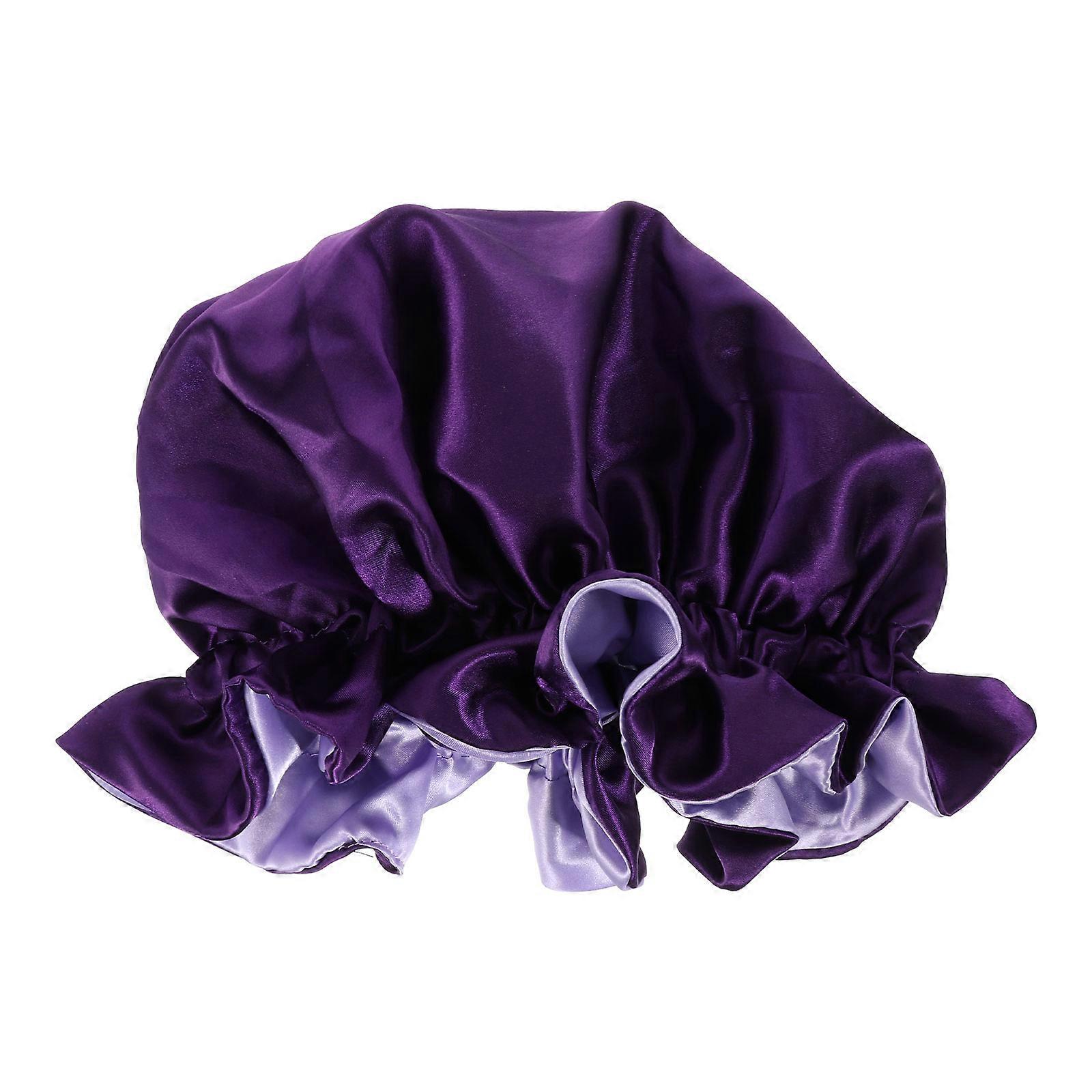 Satin Bonnet Bathing Hat Silky Sleep Adjustable Double-Layer Nightcap