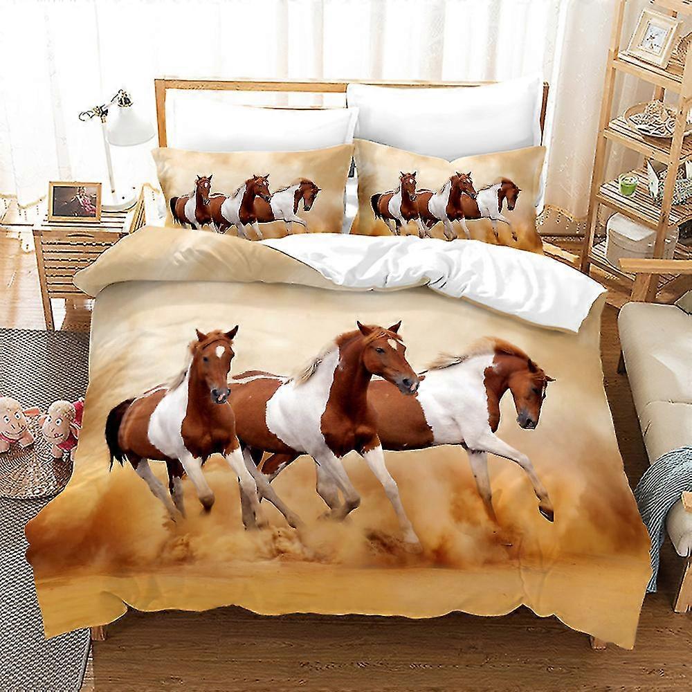 3d Tryckt Djur Fin Häst Häst Springare Sängkläder Set Påslakan Täcke Örngott Singel Dubbel King