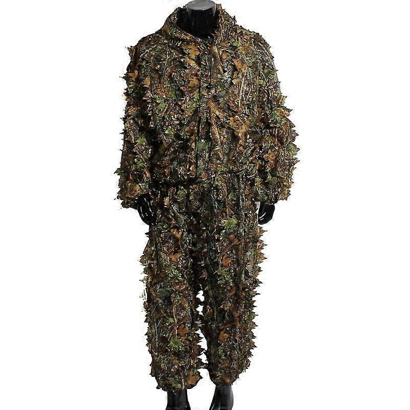 男士 Ghillie 套装，3D 轻质连帽迷彩 Ghillie 透气狩猎服