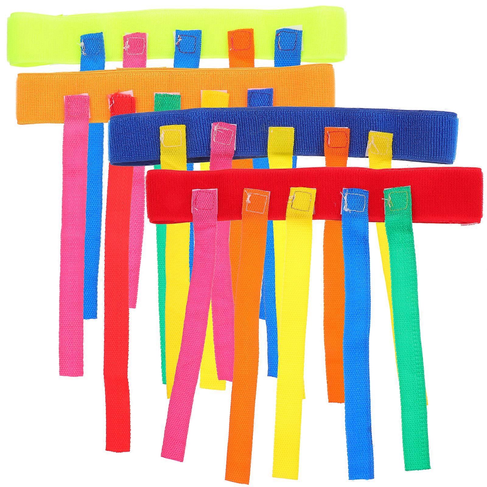 4pcs Tail Catch Toy Belts Kid Game Belts Training Game Props for Girl Boy (Blue Red Orange Green)