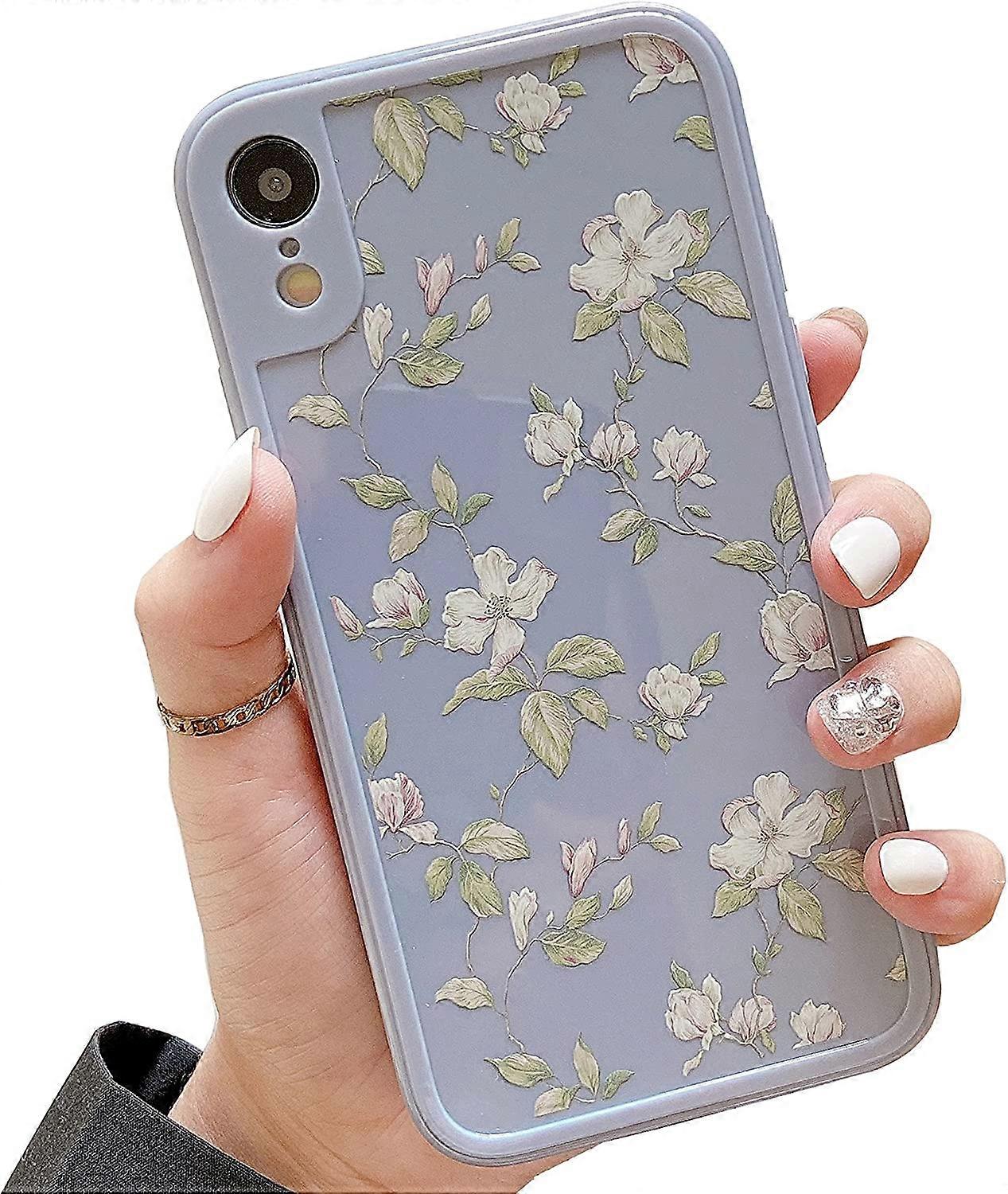 Compatible with iPhone XR Case for Girls Women, Floral Flower Pattern Design Silicone Case, Slim Shockproof TPU Protective Bumper Case Cover for iPhon