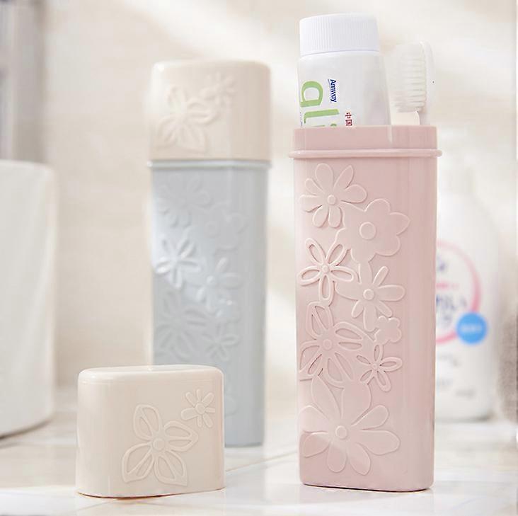 2 Pack Travel Plastic Portable Toothbrush And Toothpaste Box, (Pink + Blue)