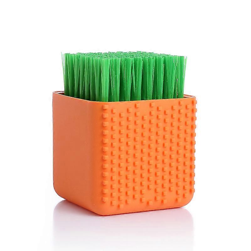 Multifunctional Silicone Soft Bristle Cleaning Scrub Brush1 Pcs, Orange)