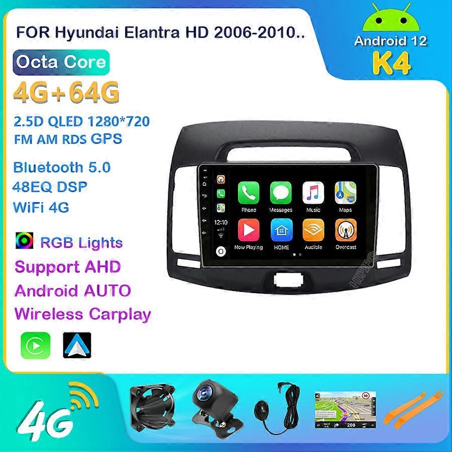 IPS Quad/Octa core Android 12 9 inch Car Radio GPS Navigation For Hyundai Elantra 2007 2008 2009 2010 2011 Multimedia Player