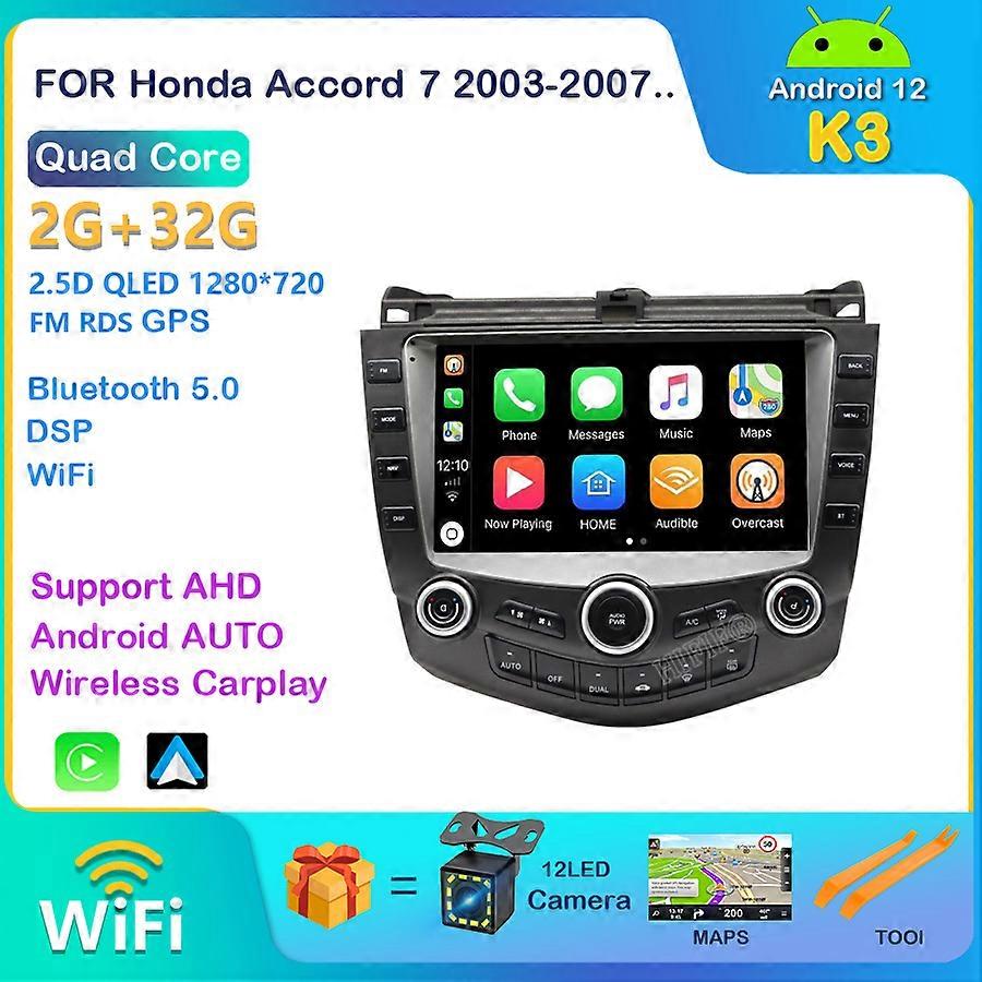Android 12 2din Car Radio Multimedia video Player Navigation GPS IPS For Honda Accord 7 2003-2008 8 coreRDS Stereo receiver RDS