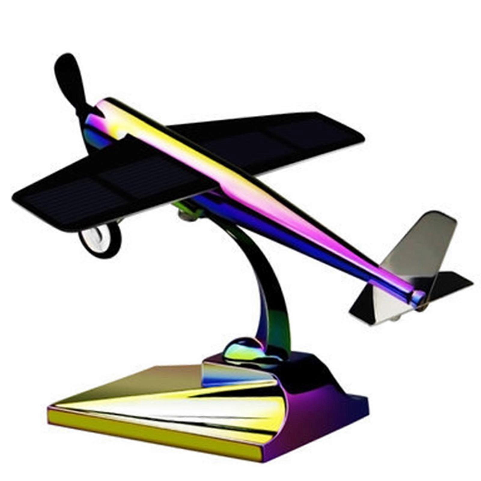 Aircraft Model with Propeller Solar Powered Sunlight Resistant Miniature Plane Model Car Ornament for Vehicle mengxi