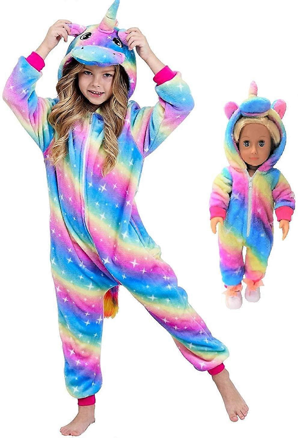 Pijama Azul Lua Rosa/d3-4Anos Pijamas Infantis Combinando Boneca & Meninas