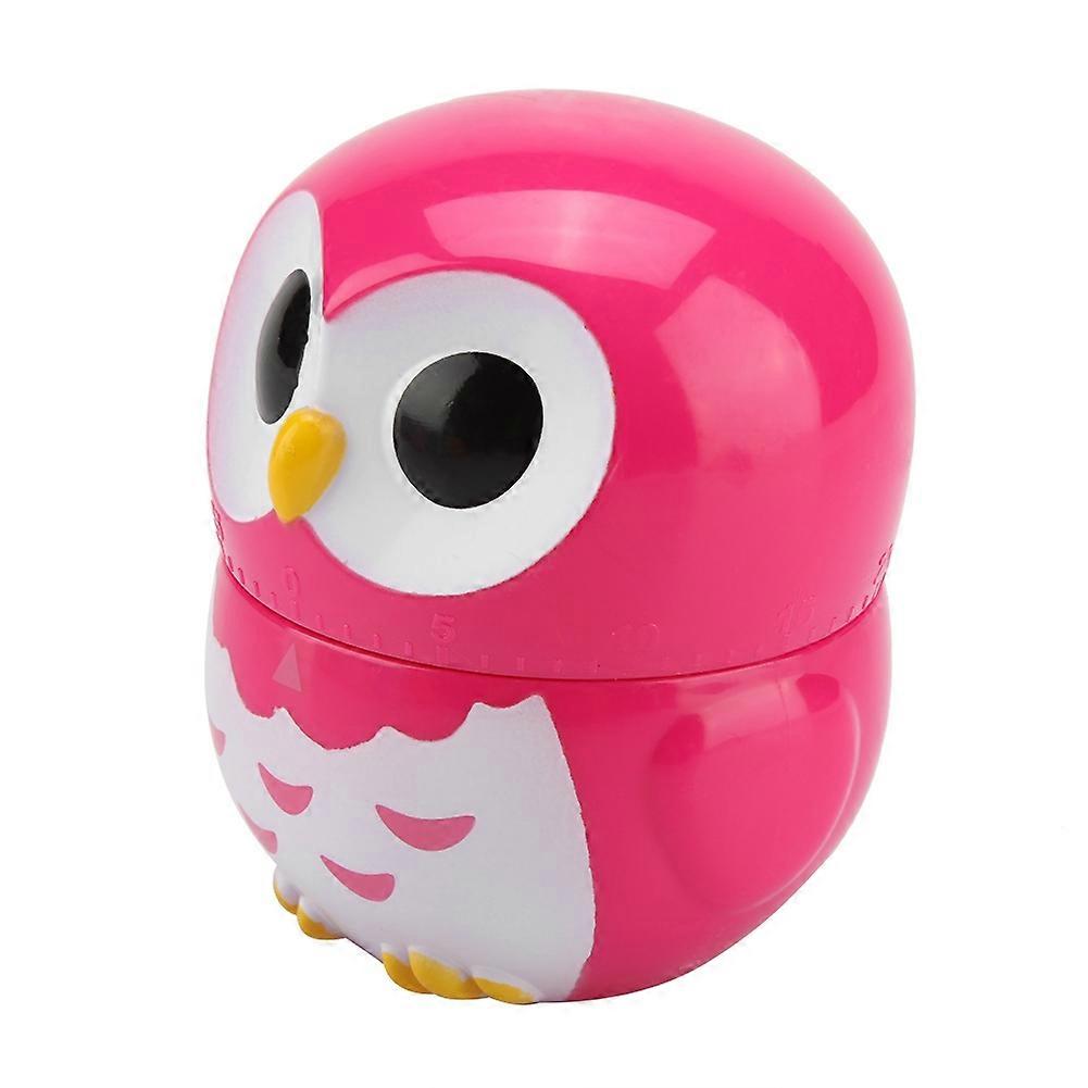 Cute Owl Shape Kitchen Manual Timer Mechanical Home Cooking Counters Clock(Rose)