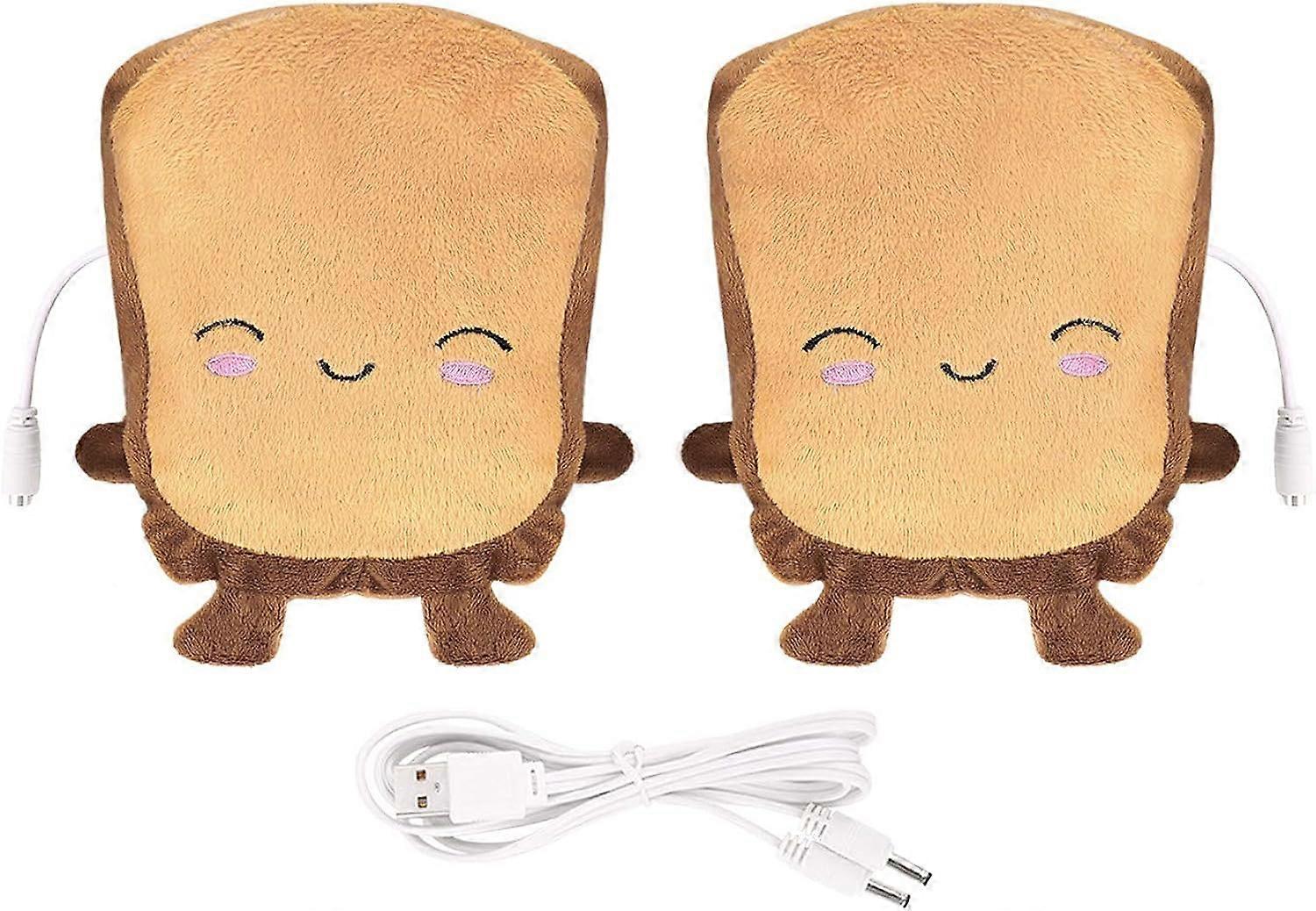 Barn USB Uppvärmda Varma Handskar Söt Smile Toast Tecknad USB Uppladdningsbara Handskar Vinter Händer Varmare Fingerlösa Vantar För Skrivning Bärbara Handskar För Pojkar