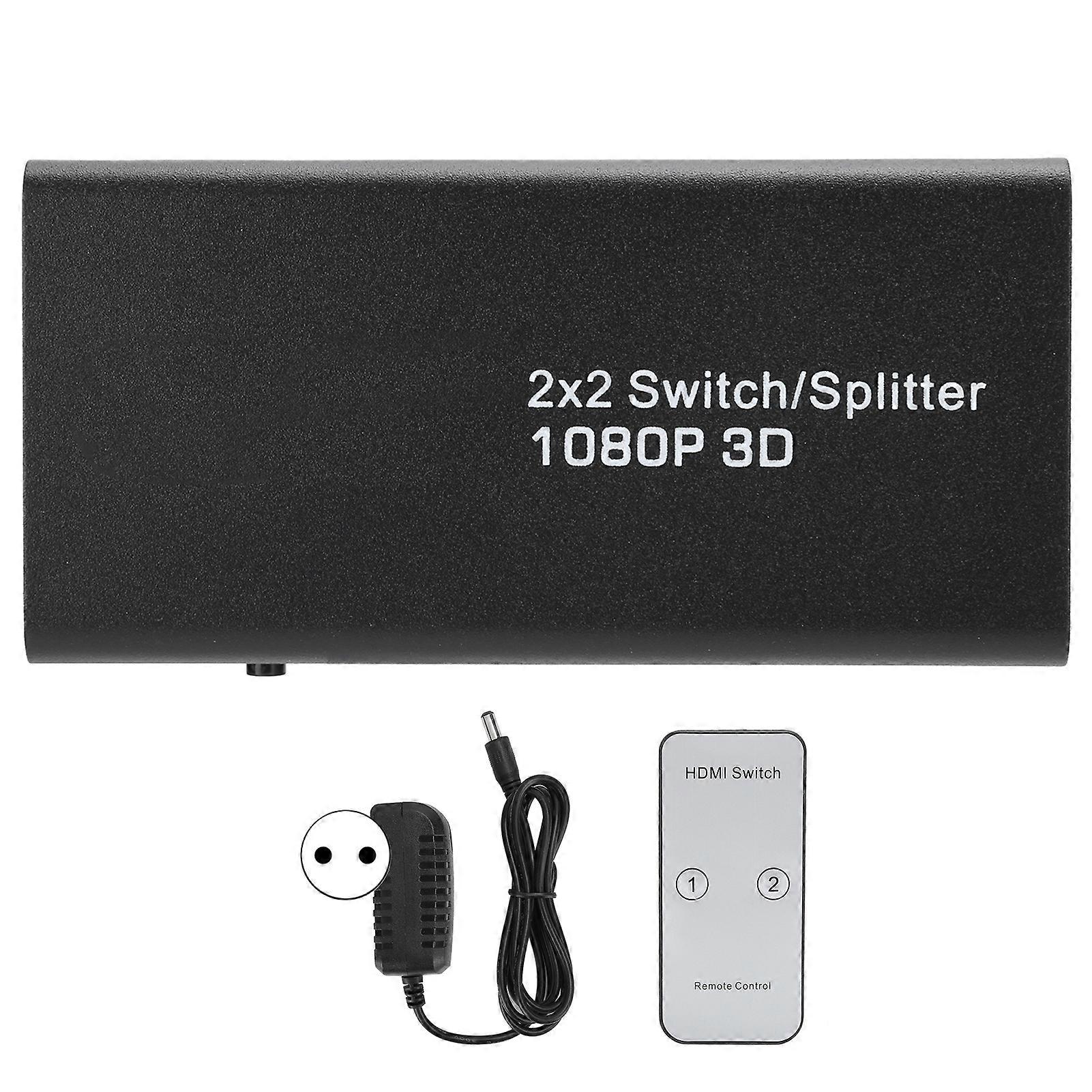 2 x2 HDMI Distributor Support 1080P Computer Game Machine to Display Image Output 100?240VEU