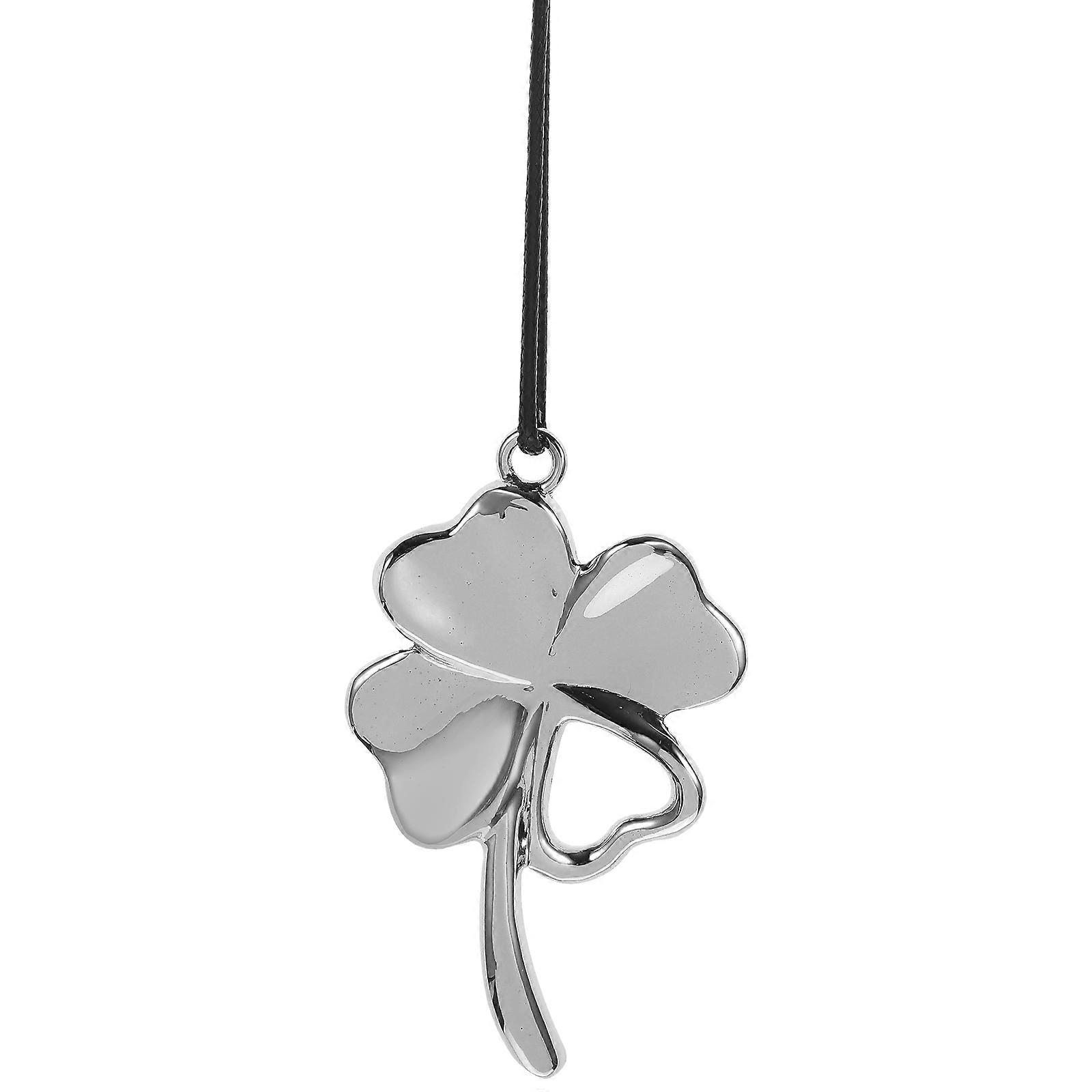Alloy Four Leaf Clover Car Pendant Mirror Surface Hanging Charm Ornament for Automobile Decoration