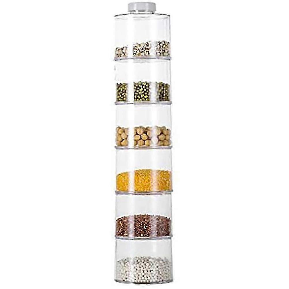 6PCS Spice Storage Boxes Stackable Spice Tower Racks Transparent Seasoning Cans Kitchen Tools