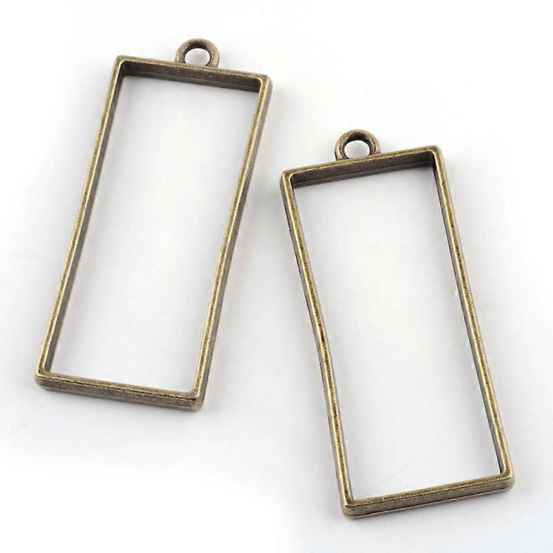 Rack Plating Alloy Rectangle Open Back Bezel Pendants For DIY UV Resin Epoxy Resin Pressed Flower Jewelry Cadmium Free & Nickel Free & Lead Free Antiq