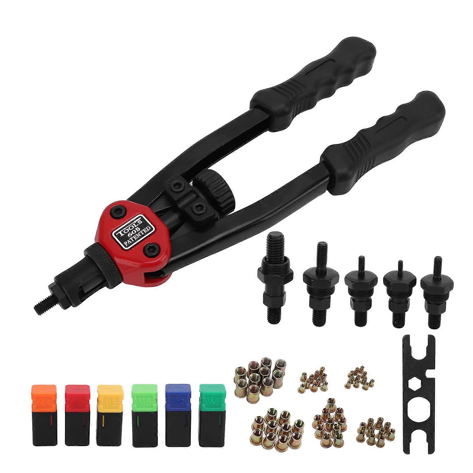 13in Rivet Nut Tool Set Hand Riveter with M3 M4 M5 M6 M10 Screw Nut Rivnut Setting Tools for Automotive