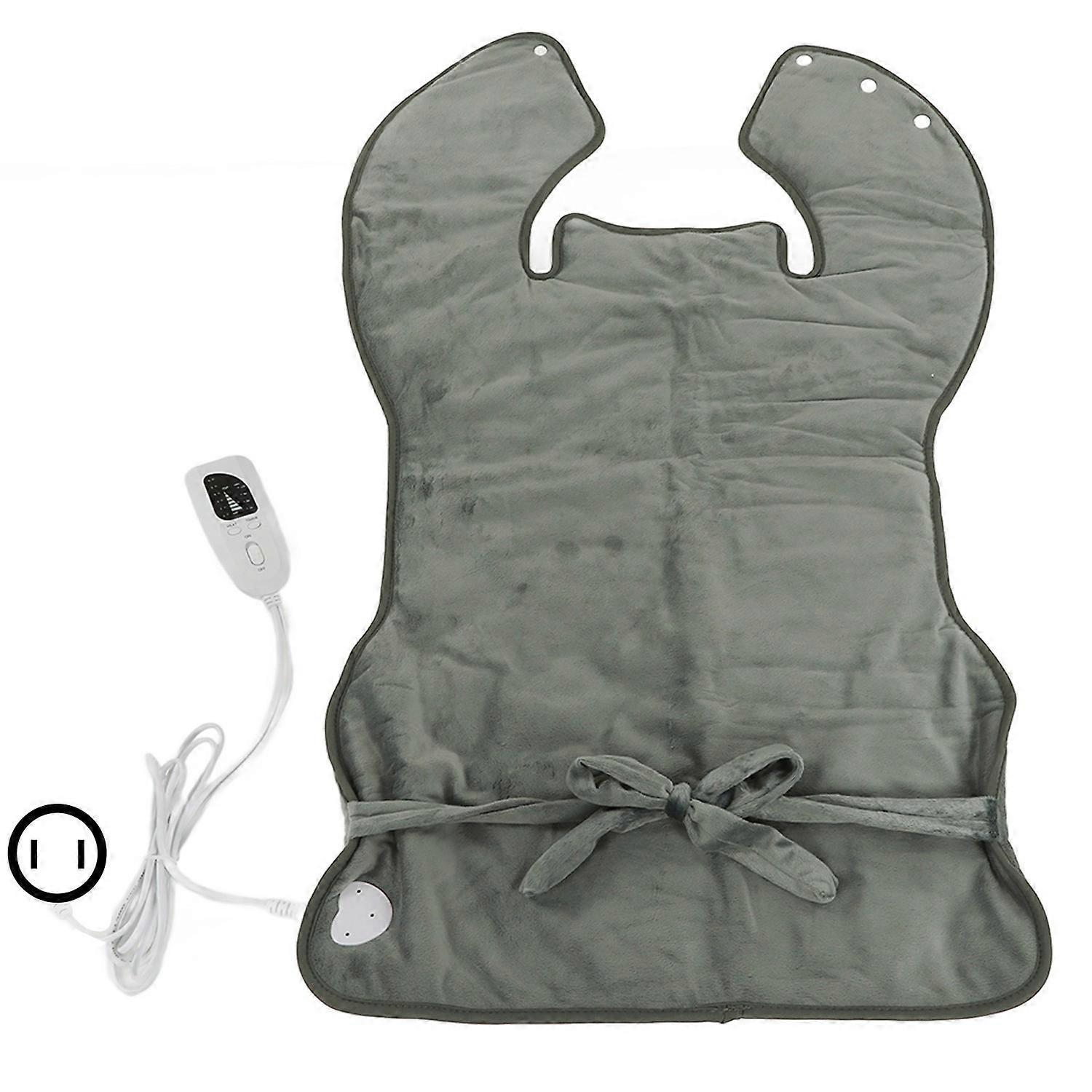 Back Heating Pad Dark Grey Soft Plush Hands Free Design Ergonomic Neck Outline 6 Temperature Adjustm